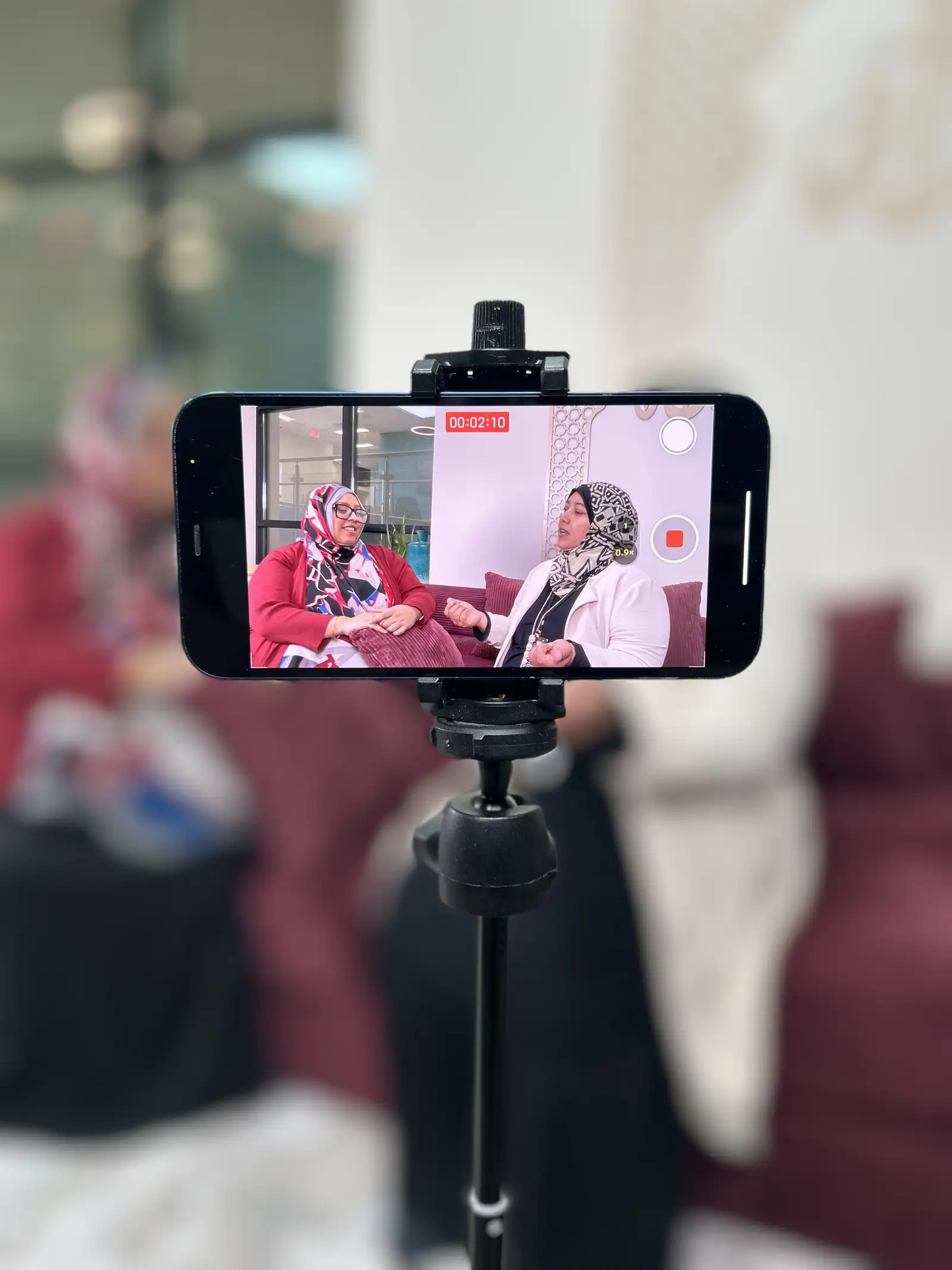 Recording an interview on a phone for social media