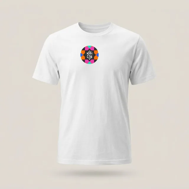 White tee with the KufiCon logo on the chest